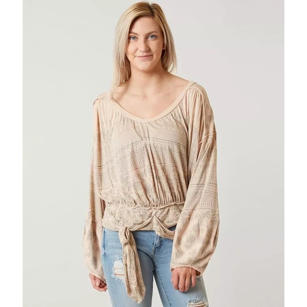 Free People Weekend Warrior Tie Waist Open Back Top Size S Hippie Boho‎ Festival